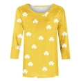 thumbnail image 5 of St. Patrick's Day T-Shirt for Women Classic Small Shamrock Pattern Three Quarter Sleeve Crewneck Relaxed Fit Festive Holiday Graphic Top, 5 of 5