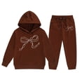 thumbnail image 3 of Kids Boys Girls Active Sweatsuit 2 Piece Long Sleeve Brown Hooded Sweatsuits Pullover Sweatpants Joggers Set Fall Clothes Boys Girls Jogger Set 5-6 Years, 3 of 3