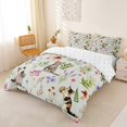 thumbnail image 2 of jejeloiu Floral Kitten Woodland Queen Duvet Cover Set For Kids,Watercolor Cat Pattern Bedding For Girl,Reversible,3 Pieces(No Comforter), 2 of 6