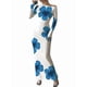 thumbnail image 1 of Vestidos Largos Ajustados con Frunces, de Larga y Estampado Floral para Mujer, para Fiesta, Club y Otoño/. Flores Azules XXL, 1 of 8