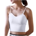 thumbnail image 2 of Plus Size Tank Tops for Women with Bra Pads V-neck Underneath Solid Color Base Chest Wrapped Camisole White M, 2 of 4