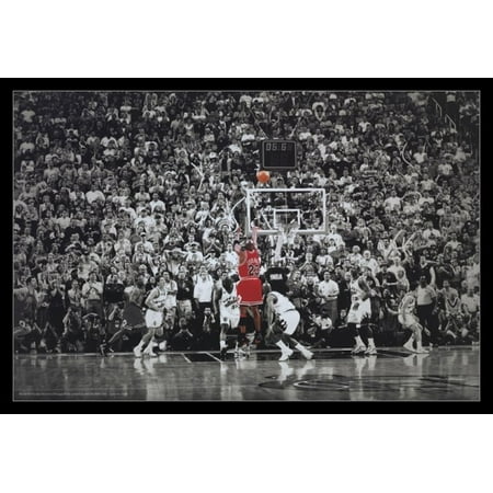 Michael Jordan Last Shot Title Winning Last Shot In Chicago Poster Poster (The Best Shot Of Michael Jordan)