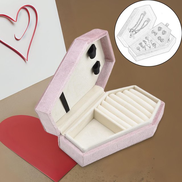 Caja de joyería de terciopelo, caja de regalo de joyería, estuche de viaje de joyería portátil protector, estuche de almacenamiento de exhibición de rosa B