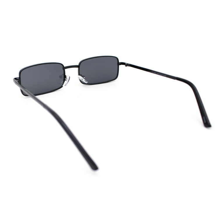 Classic Black All Rectangle Metal Narrow Dad Mens Sunglasses Rim