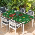 thumbnail image 2 of Green Christmas Table Cloths for 3 Foot Rectangle Tables, Xmas Snowman Snowflakes Gifts Boxes Winter Patio Waterproof Elastic Fitted Tablecloths, Washable Rectangular Table Cover for Camping, 2 of 8