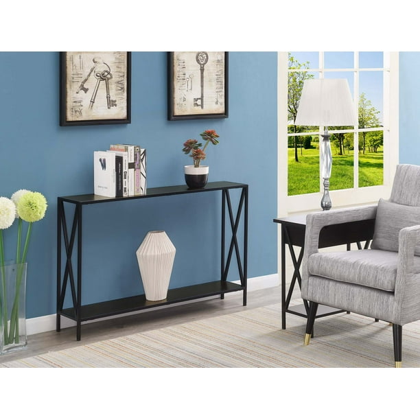 Convenience Concepts Tucson Console Table with Shelf, Espresso/Black