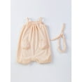thumbnail image 3 of CIYCuIT Baby Girls Summer Overalls Romper Sleeveless Solid Color Spaghetti Straps Jumpsuit Newborn Infant Casual Pockets Playsuit with Headband 3M 6M 9M 12M 18M, 3 of 8