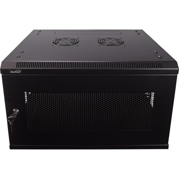 NavePoint 6U Server Rack Enclosure - 17.7” Deep, 6U Wall Mount Network Cabinet with Locking Perforated Door, 19” IT Equipment Compatible, 6U Network Rack, 2 Fans, Removable Side Panels, Black