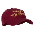 thumbnail image 5 of Glitter Happy Birthday Embroidered Unstructured Washed Cap - Wine OSFM, 5 of 5