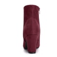 thumbnail image 2 of Unique Bargains Women's Side Zipper Block Heel Ankle Boots Burgundy 7, 2 of 8