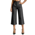 thumbnail image 5 of Womens Striped Capri Suit Pants High Waist Pocket Cropped Workwear Wide Leg Trousers for office Daily Casual Black XXL(XXL), 5 of 5