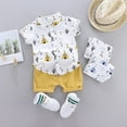 thumbnail image 3 of Toddler Infant Baby Boy Clothes Cotton Print Short Sleeve Button Tops T-Shirt Casual Shorts Set 2PCS Little Boy Clothing Summer Outfits 3 Months-4T, 3 of 4