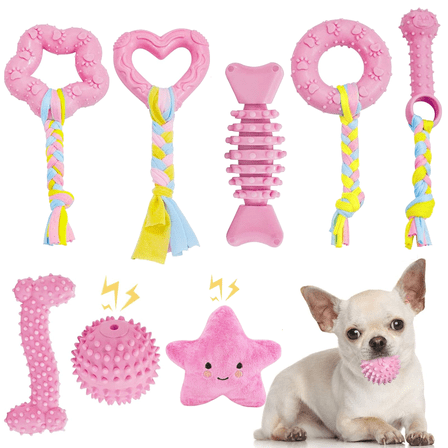 Puppy Toys,8 Pack Dog Chew Toys for Puppy, Cute Blue Small Dog Toys, Teething Toys for Puppies, Soft Durable Interactive Chew Toy for Small Dogs