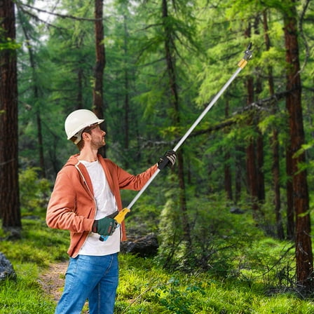 ToppiJoy 500W 6.56ft Electric Cordless Pruning Shear, Powered Pole Pruner with 2 Lithium Battery, Cordless Garden Tool for Trees Trimming