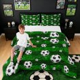 thumbnail image 3 of meiyoeat Cartoon Sport Soccer Full Size Comforter Sets for Boys, Green Grass Stripes Bedding Comforter Set, Polkadot Reversible, 3 Pieces, 1 Comforter and 2 Pillowcases, 3 of 6