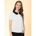 thumbnail image 3 of Blusa Allegra K Unique Bargains Camisa Manga Corta Cuello Peter Pan Blanco S, 3 of 6