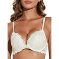 thumbnail image 6 of Deyllo Women's Lace Push Up Padded Plunge Add Cups Underwire Lift Up Bra, Ivory 36B, 6 of 7