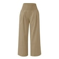 thumbnail image 4 of Efsteb Kids Girls Wide Leg Pants Casual Solid Color High Waist Pant Children's Loose Long Trousers (Khaki,13 Years), 4 of 4