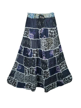 Mogul Womens Vintage Patchwork Long Skirt Ethnic Printed Retro Friendly Boho Chic Gypsy Hippie Dori Skirts