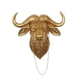 thumbnail image 3 of Escultura de pared con cabeza de animal, colgante individual, cabeza 3D, soporte de pared, fondo para TV pequeño Oro, 3 of 9