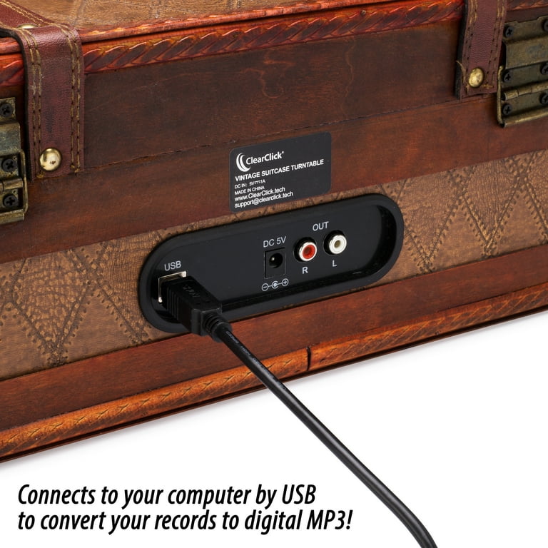 ClearClick Vintage Suitcase Turntable with Bluetooth & USB