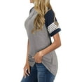 thumbnail image 3 of Women's Summer Long/Short Sleeve Shirts Crew Neck Tees Striped Color Block Blouse Tops, 3 of 6