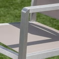 thumbnail image 5 of Gannon Outdoor 5 Piece Rust Proof Aluminum Bar Set with Mesh Seats and Tempered Glass Top Bar Table, Grey, Grey, Silver, 5 of 6