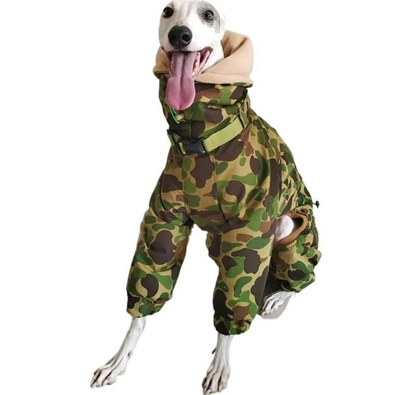 ZZ Fashion Super-thick Camouflage Whippet Dog Clothes Winter Turtle Neck Quilted Italian Greyhound Coat Warm Adjustable Dog Jacket