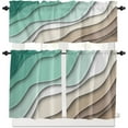 thumbnail image 2 of Turquoise Curtain Tier and Valance Set Ripple Stripes Kitchen 3 Piece Rod Pocket Short Window Curtains-36inch Length,Abstract Art Small Window Treatments Tiers for Half Cafe Windows/Bedroom/Bathroom, 2 of 5