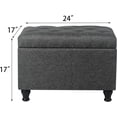 thumbnail image 3 of Ottoman with Storage 24'' Storage Ottomans Linen Fabric Ottoman Footstools Small Upholstered Foot Rest Stool for Couch, Living Room, Bedroom, Entrance Shoe  Dark Grey, 3 of 7