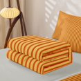 thumbnail image 5 of Castle Fairy Minimalism Vertical Strip Zipper Full Size Comforter Sets with Fitted Sheet and 2 Pillowcases,Abstract Linear Pattern Zipper Bedding Set,Mustard Yellow Rust Red,Reversible, 5 of 7