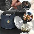 thumbnail image 4 of Yayeee Ashtray with Lid for Cigarette Smokeless Stainless Steel Home Ash Holder, Cat Planet, 4 of 7