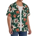 thumbnail image 2 of Fuzoiu Lilies Flowers Print Men's Casual Short,Men's Short Sleeve Shirt,Mens Casual Button Down Shirts,Cuban Collar Summer Shirt for Beach, Vacation, and Outdoor Activities-3X-Large, 2 of 5