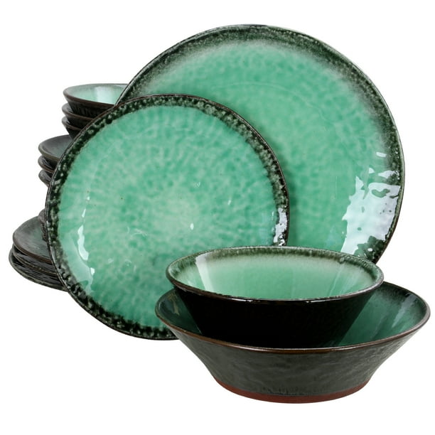16Piece Double Bowl Dinnerware Set, Teal