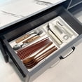 thumbnail image 4 of Expandable Silverware Drawer Organizer for Large Capacity Kitchen Flatware Tray with 4 Compartments and Adjustable Divider White Portable Utensil Storage Solution for Kitchen organization, 4 of 8