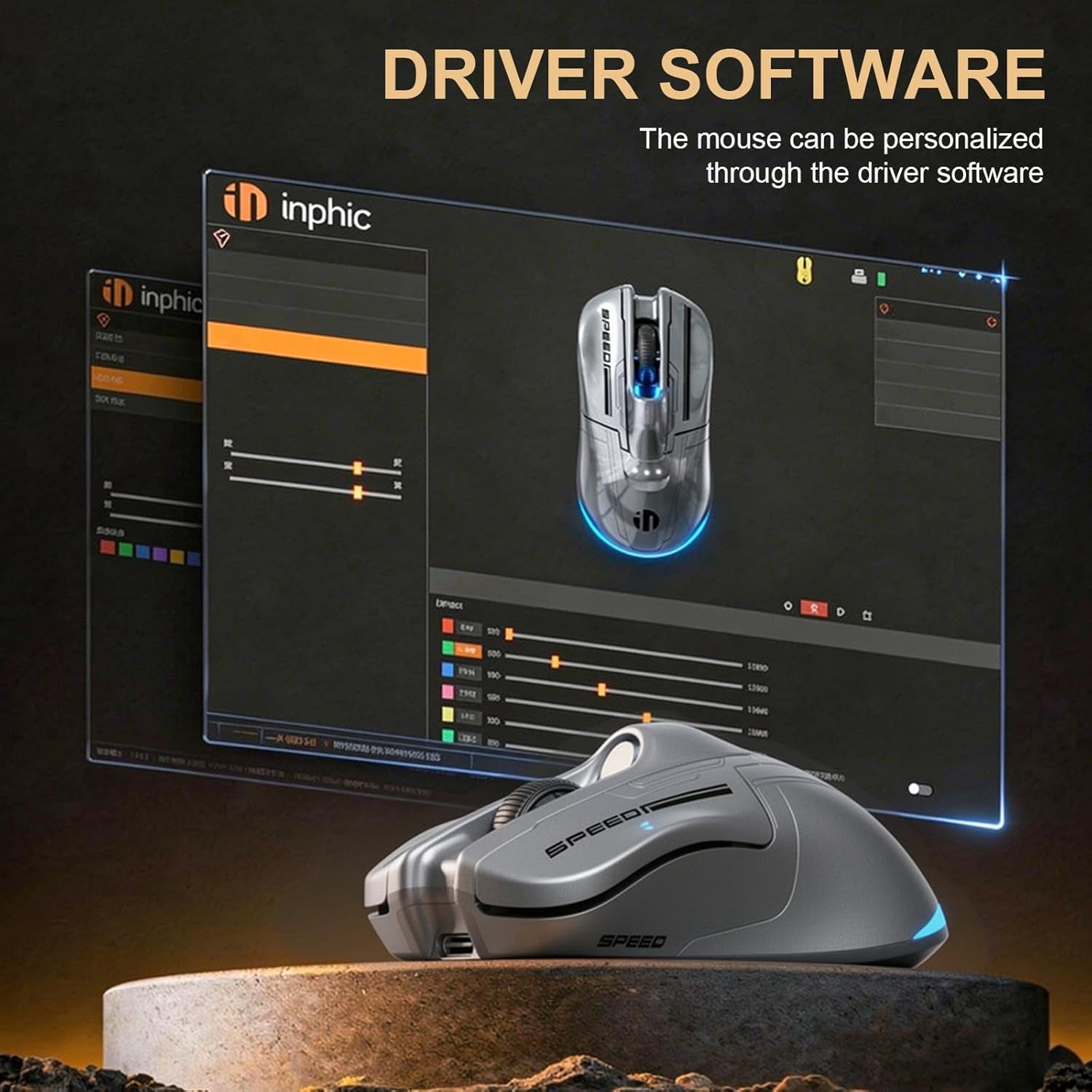 Sports Car Style Wireless Gaming Mouse, 12800 DPI, Tri-Mode 2.4G/Bluetooth 5.3/USB-C Wired, 87g Lightweight RGB Backlit Mouse, 500mAh for PC Laptop Computer (Gray)