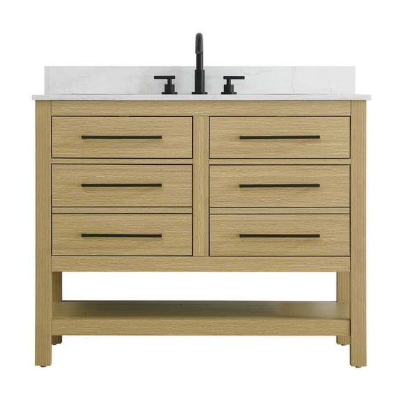 Elegant Kitchen and Bath 42  inch Single Bathroom Vanity in Honey Brown with backsplash