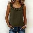 thumbnail image 6 of ClodeEU Women's Cute Square Neck Ruffle Trim Tank Top, Casual Sleeveless Blouse Army Green,Women's Plus L, 6 of 8