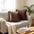 thumbnail image 6 of Yatlte Velvet Ruffle Throw Pillow Covers Couch, Decorative Pillowcases with Ruffles 18x18 Inch Solid Color Shabby Chic Farmhouse Cushion Cover for Living Room Sofa Bed, 6 of 6