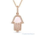 thumbnail image 2 of 0.85ct Mother-of-Pearl & Diamond Hamsa Hand Charm Pendant & Chain Necklace in 14k Rose Gold, 2 of 2