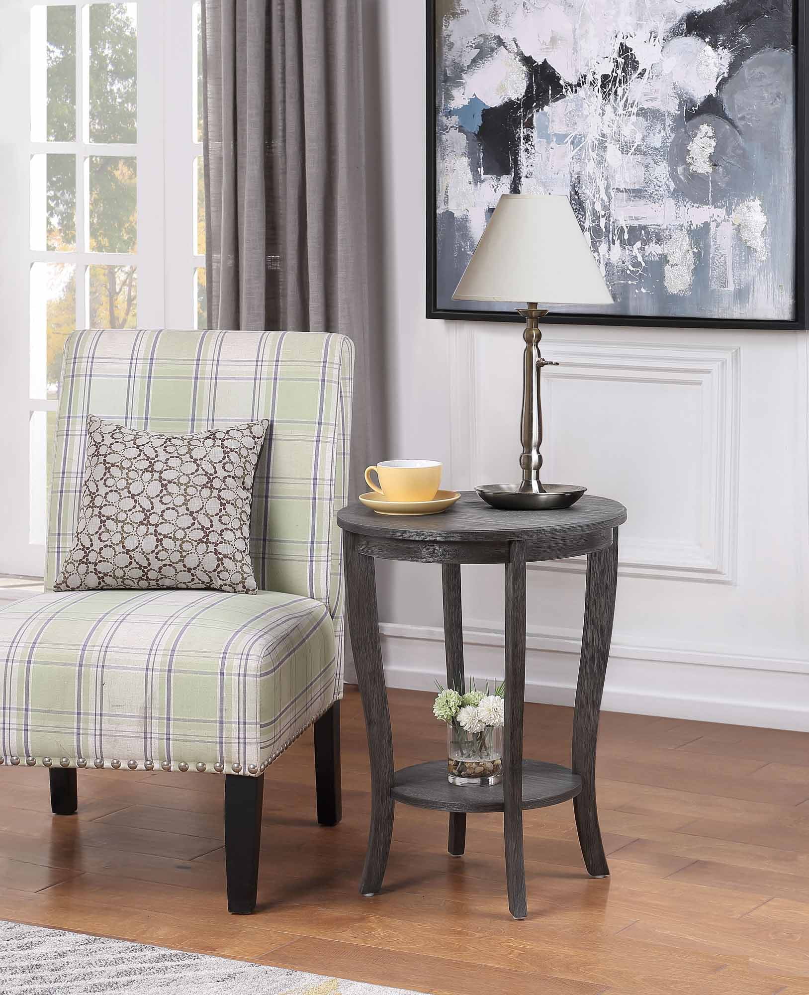 Convenience Concepts American Heritage Round End Table, Dark Gray