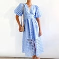 thumbnail image 4 of Ketyyh-chn99 Robes d'Été Grande Taille Décontractées de Plage Robe d'Été Décontractée Mini-Robe Ample Confortable à Rayures à Manches Longues Longue Robe Bleu Clair,TG, 4 of 5
