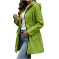 thumbnail image 5 of BRGZLK Rain Coats for Women Trendy Zip Up Solid Color Long Sleeve Hooded Lightweight Long Waterproof Jackets Elastic Waist Casual Outdoor Hiking Raincoats Green M, 5 of 7