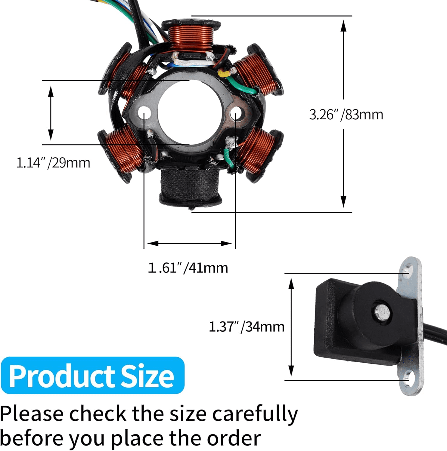 Bobine Stator Magnétique 3 Broches 5 Fils AC 6 Pôles - Pour Moteur GY6 125cc 150cc Scooter, ATV, Go-kart - Compatible TaoTao - 7