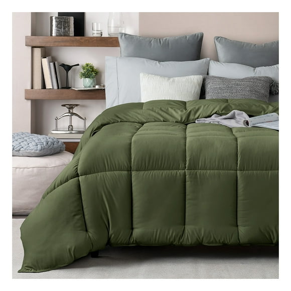 Edredón King Size Acolchado Reversible Esquimal Relleno Down, Compatible Con Funda Duvet Verde