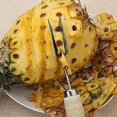 thumbnail image 4 of Pelador de piña de acero inoxidable, cuchillo triangular para piña con mango de madera, pelador de piña en forma de V de 17cm, 4 of 5