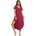 thumbnail image 1 of Ropa de dormir para mujer Camisones casuales con cuello en V Camisón largo de manga corta S-XXL, 1 of 4