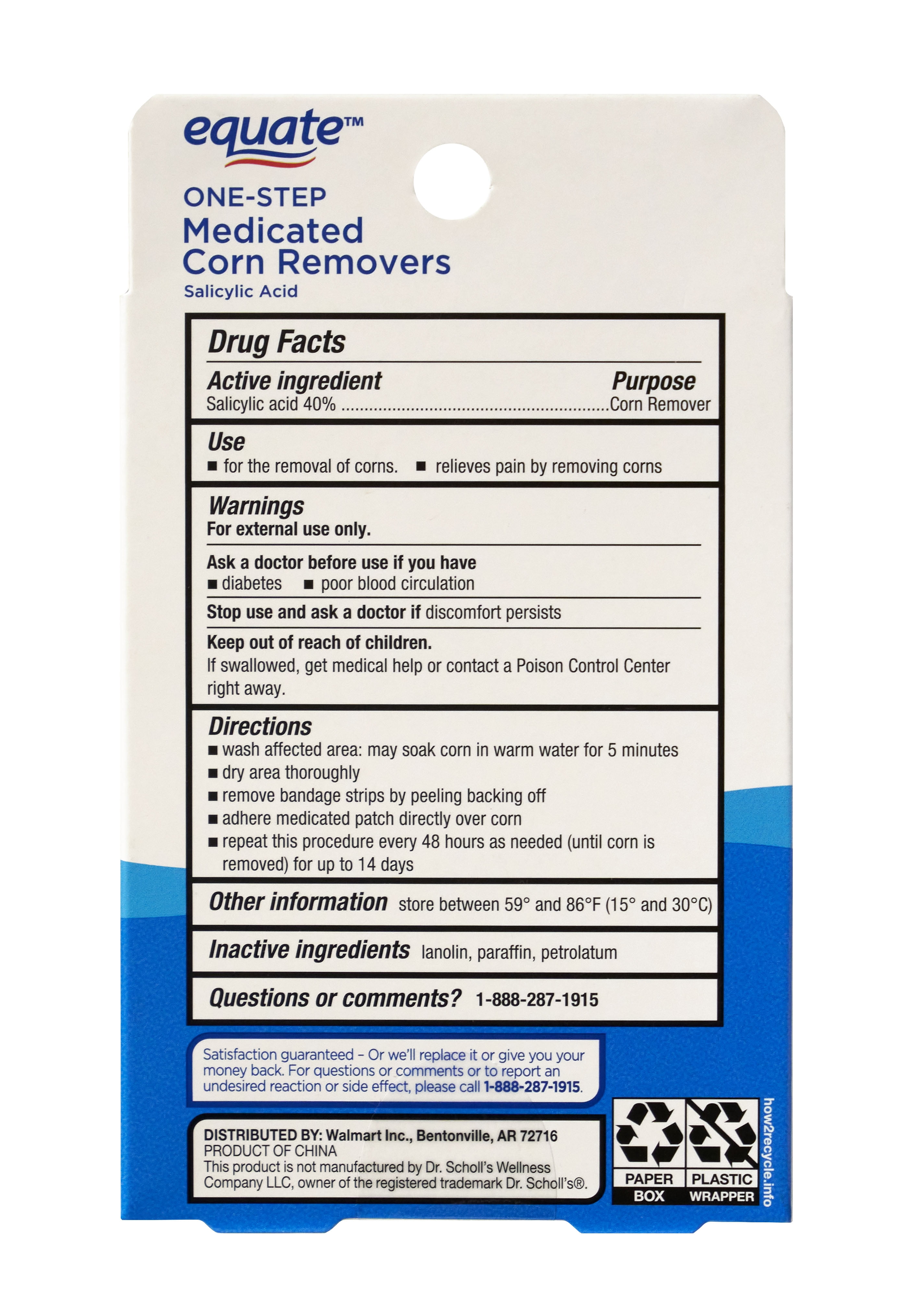 Equate Maximum Strength One-Step Medicated Salicylic Acid Corn Remover Strips, 6 Count, Compare to Dr Scholl's® Active Ingedient