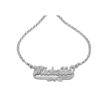 Personalized Sterling Silver Nameplate Necklace with Diamond Accent