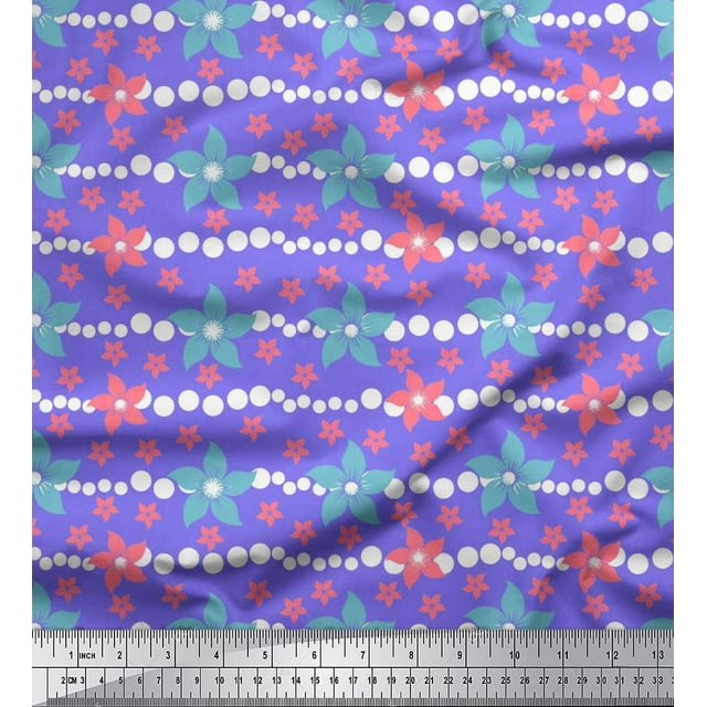 Soimoi Viscose Chiffon Fabric Dot & Floral Artistic Decor Fabric Printed Yard 42 Inch Wide